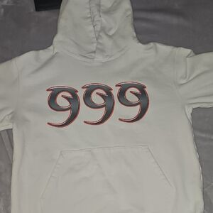 VLONE White Hoodie with Gray and Red Design